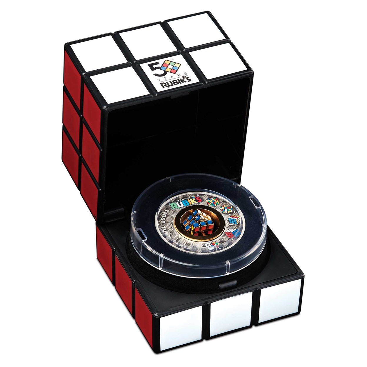 04 Rubik’s™ Cube 50th Anniversary 2024 2oz Silver Antiqued Coloured Coin In Case HighRes