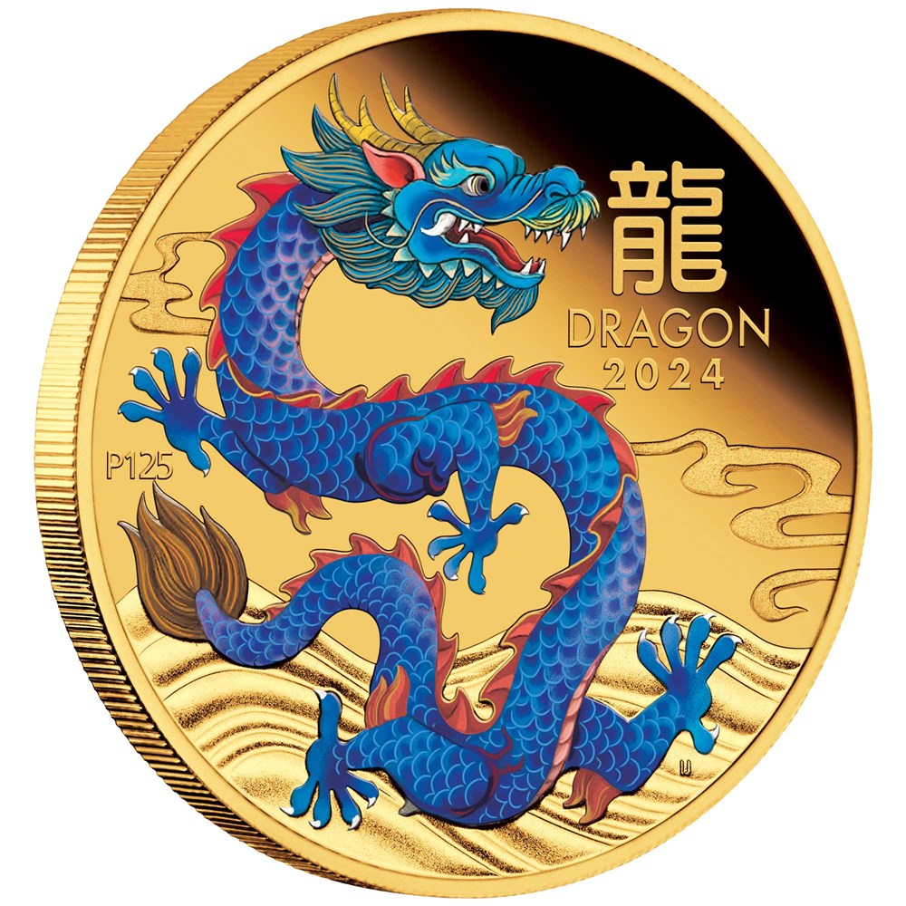 2024 Year of the Dragon 1oz Gold Proof Coloured Coin