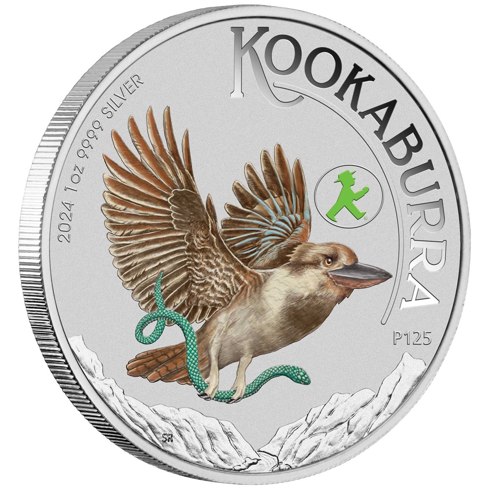 World Money Fair Kookaburra 2024 1oz Silver Coloured Coin in Card