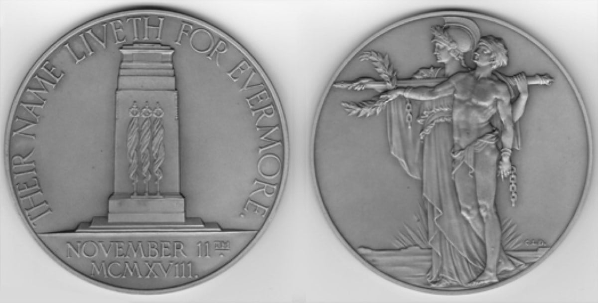 obverse and reverse 1928 Armistic Medal