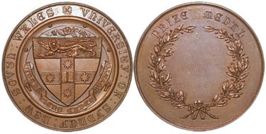 obverse and reverse of a University of Sydney Prize Medal